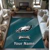 Tappeto in Velluto di Cristallo Philadelphia Eagles, Tappetino Personalizzato con Testo Nome Antiscivolo per Arredamento Casa Regalo