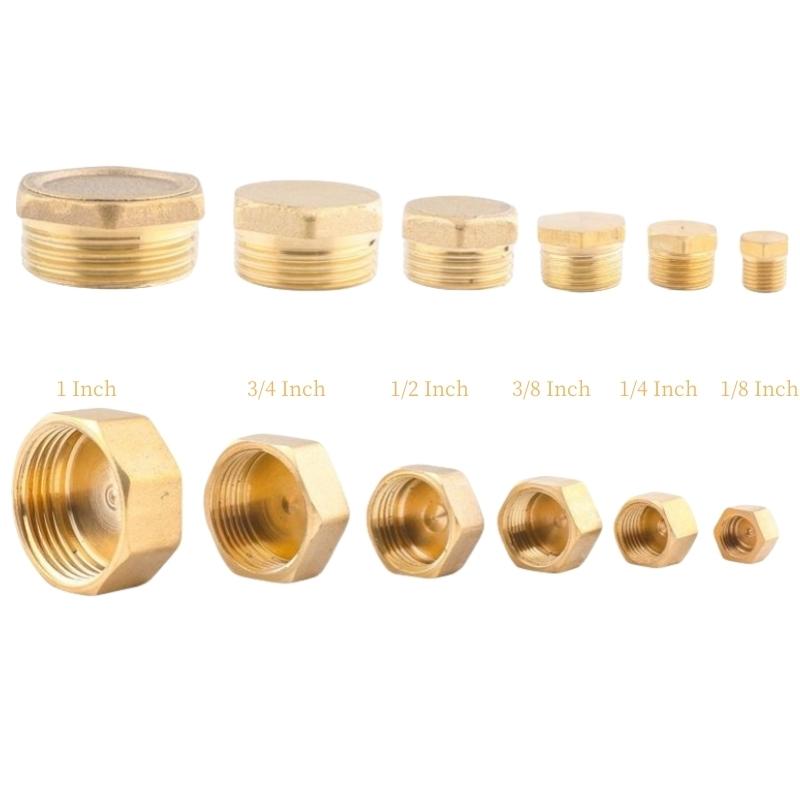 1pcs Brass Pipe Hex Head Brass End Cap Plug Fitting 1/8" 1/4" 3/8" 1/2" 3/4" Male Female Thread Coupler Connector Adapter