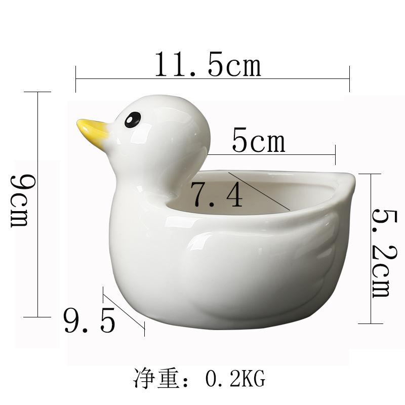

Succulent Plant Flowerpot Super Cute Duckling Creative Animal Fun Personality Succulent Ceramic Small Flower Pot белый