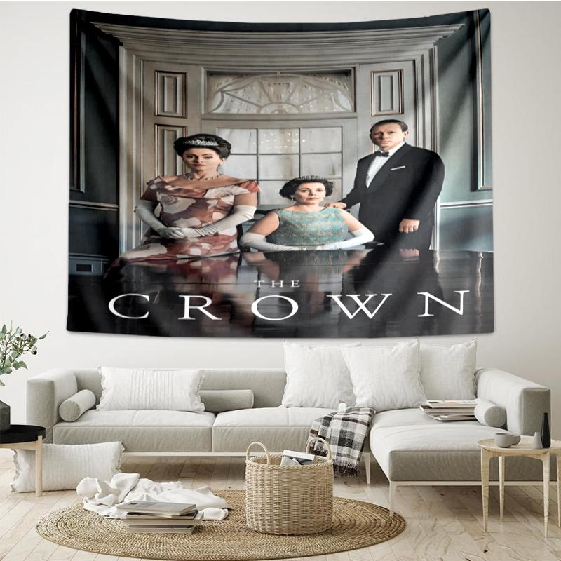 The Crown Print Tapestry, Backdrop, Easy Setup, Ideal for Bedroom, Office & Living Room, with Aesthetic Wall Hanging Decor.