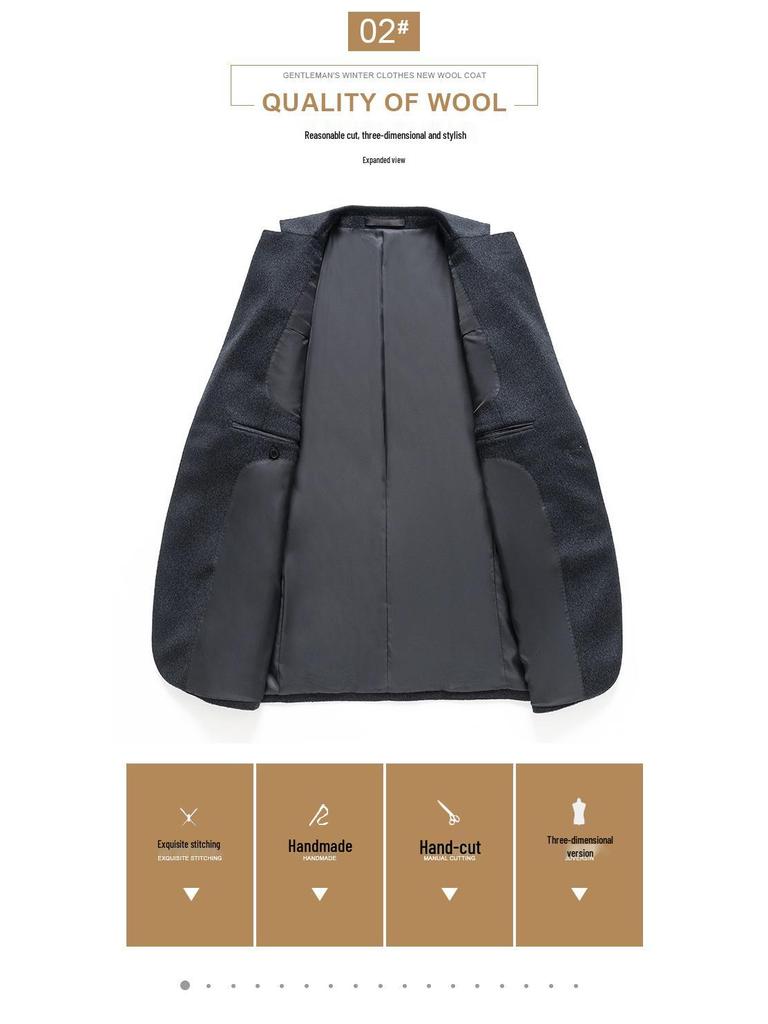 Herren Leichter Luxus Wollanzug - Schlank geschnittene Jacke für Herbst/Winter