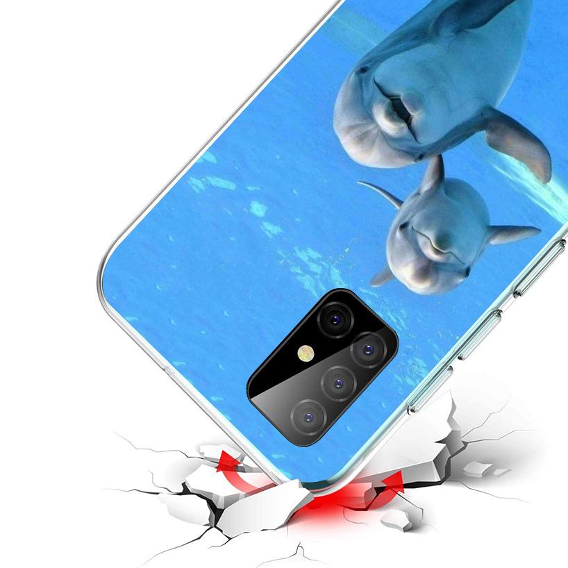 Ocean Animal Cute Dolphin Cover Phone Case For Samsung Galaxy A12 A22 A32 A52 A72 A02S Phone Case Note 20 Ultra 10 S10 Plus A51