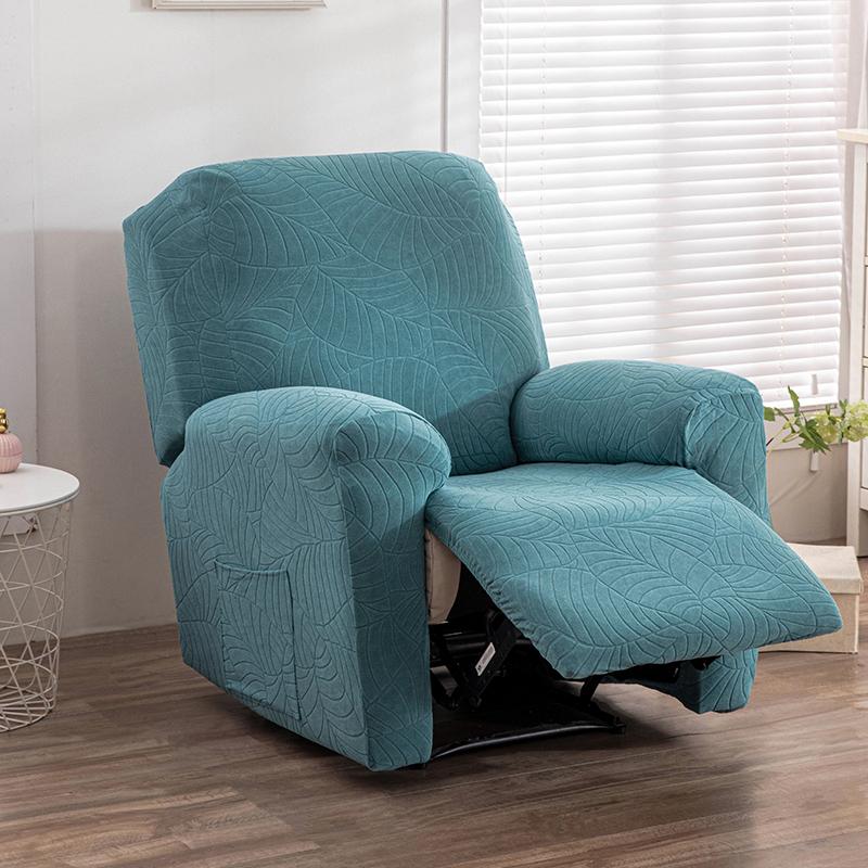 1/2/3 Seater Recliner Sofa Cover Solid Color Cushion Cover Sofa Cover Lazy Chair Jacquard Waterproof Leaf Shapeed Sofa Covers