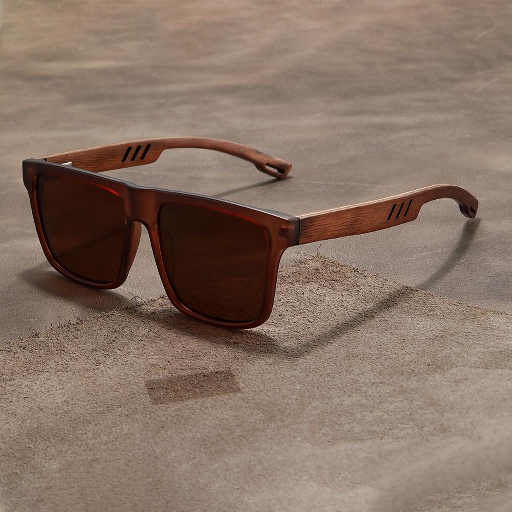 Multicolored Walnut Half-Frame Non-Prescription Glasses, Ultra-Lightweight, with a PC Frame And AC Lenses, Stylish Eyewear