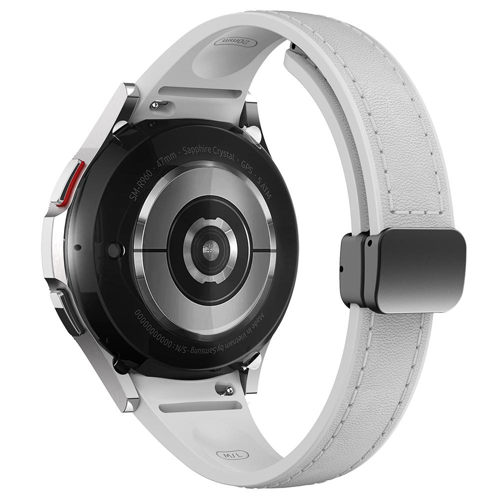 For Samsung Watch FE 40mm/Watch4 Classic Active/Watch 5/Watch6 Classic Magnetic Buckle Leather+Silicone Strap