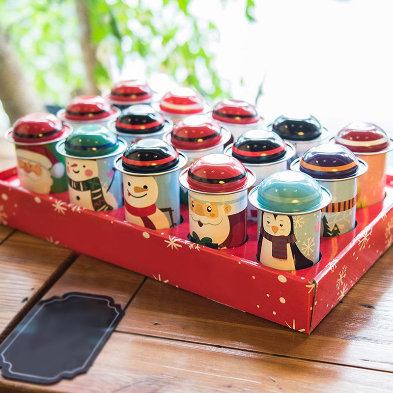 1pc Creative Christmas Candy Storage Box Tin Metal Sealed Jar Packing Box Tinplate Cookie Candy Storage Christmas Party Supplies
