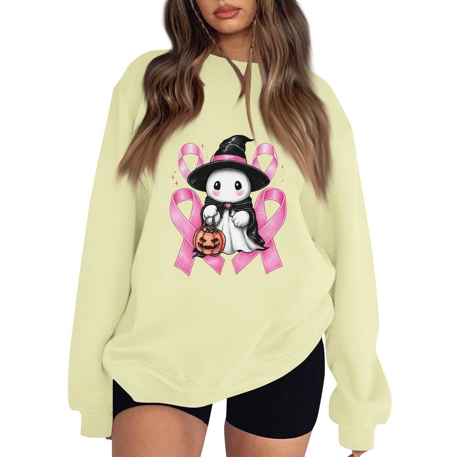 

Женский пуловер с заниженной линией плеча, спортивный свитшот с принтом на Хэллоуин S