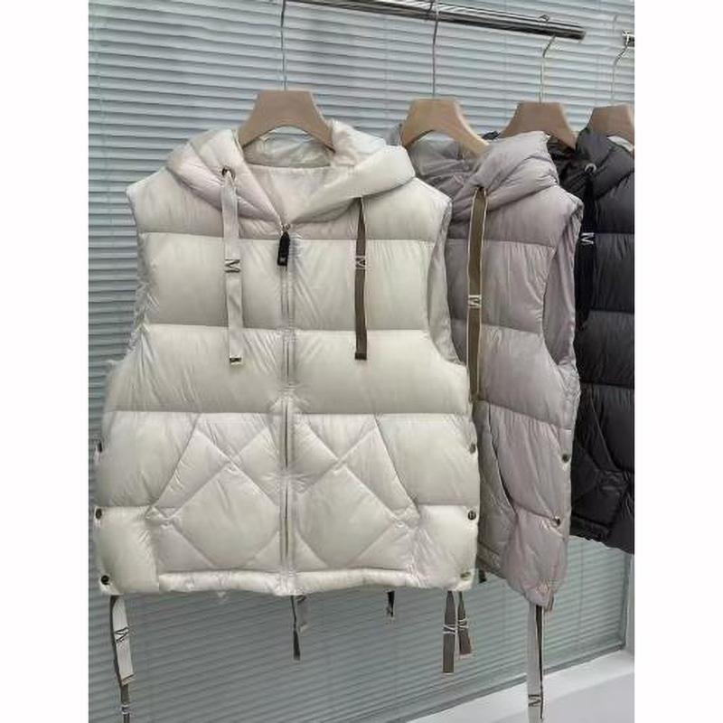 Dámská vesta z bílého kachního peří s kapucí, ležérní bez rukávů, jednoduchá módní podzimní zimní