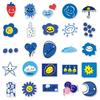 50 Sheets Blue Smile Cartoon Stickers: Cute, Waterproof Decoration for Journals, Computers, and Water Bottles
