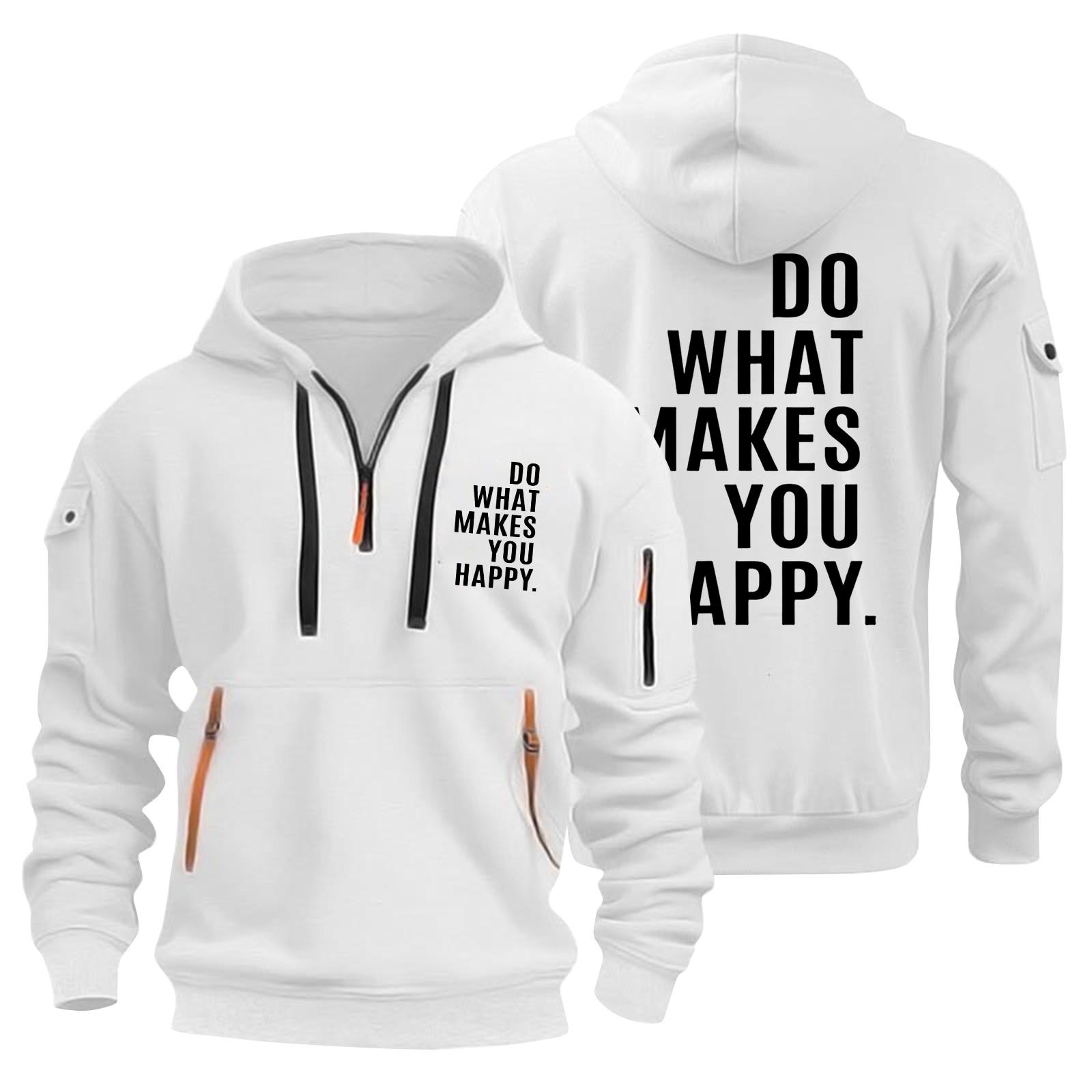 Мужская цветная толстовка с полумолнией Мужская спортивная повседневная толстовка большого размера XL белый