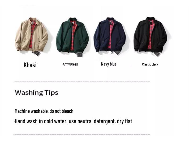 Veste Harrington Rétro Homme Tough Guy - 3M, Col Montant, Tous Temps, Printemps/Automne, Couleur Unie