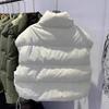 Women Down Vest Stand Collar Sleeveless Zipper Closure Winter Waistcoat with Pockets Solid Color Casual Loose Fit Short Jacket