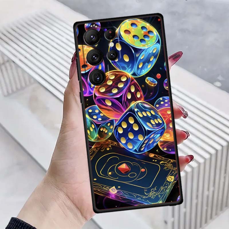 Creative poker card patterns Phone Case For Samsung Galaxy S26 S25 S24 S23 S22 S21 S20 Ultra Plus FE 5G Black Soft TPU