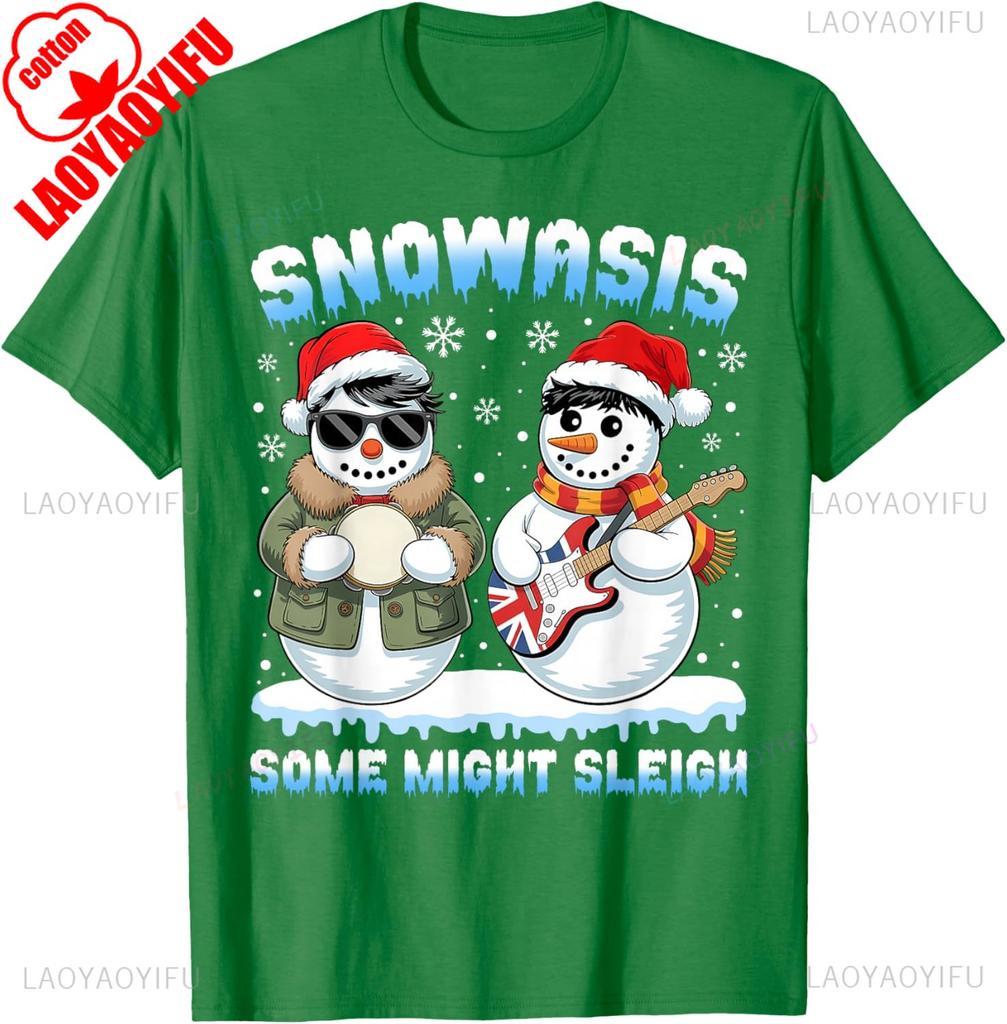 SNOWASIS Some Might Sleigh Xmas Snowman Rock Band Parody Trending TShirt High Quality Cotton Regular Short Sleeve Streetwear