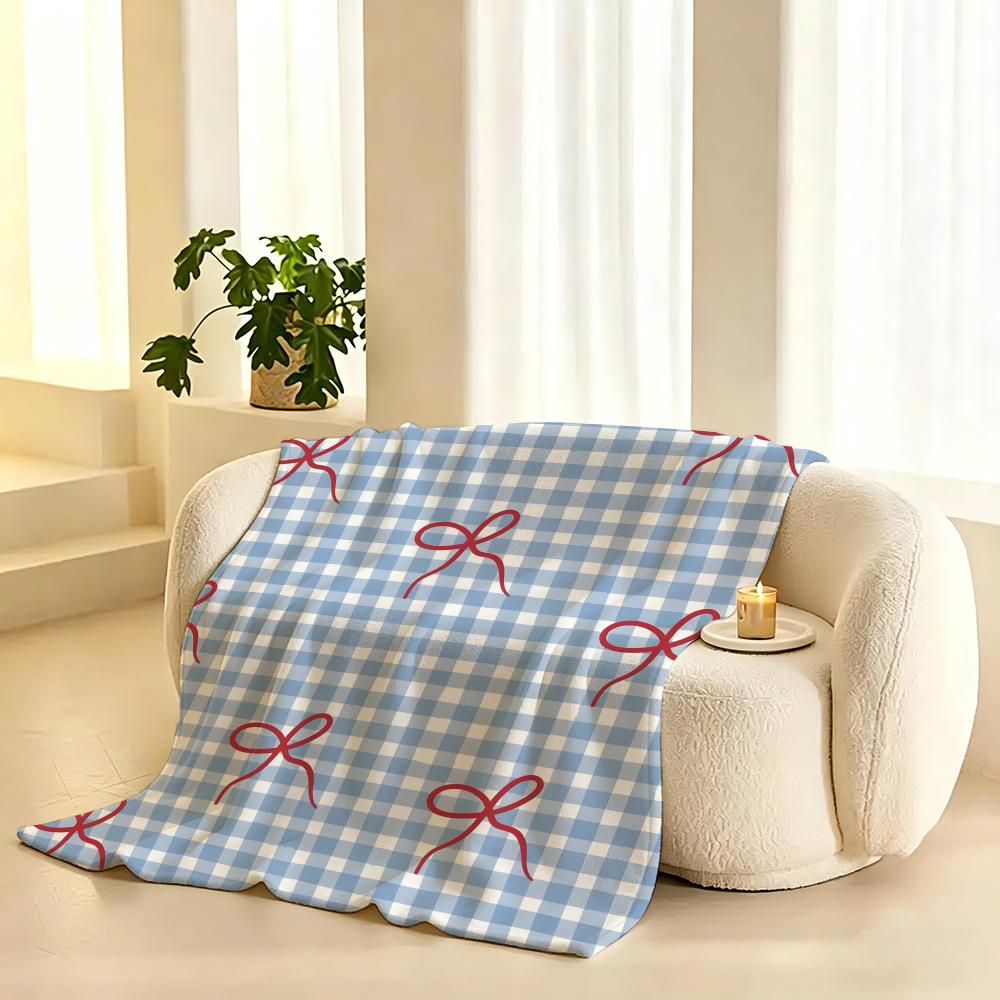 Schleifen Schleifenmuster Überwurf 240g Flanell-Decke, geeignet für Sofas, Betten, Büros, exquisites Geschenkdecken