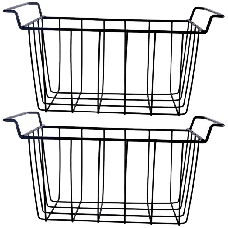 

2Pcs Commercial Grade Refrigerator Baskets Reinforced Steel Wire Organizers With Airflows Designs for Frosts Prevention чорний