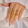 7Pcs Stainless Steel Two Tone Ring Set For Women Hollow Love Heart Shape Liquid Metal Texture Chunky Finger Rings Party Jewelry