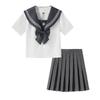 Sailor Cosplay Short Sleeve Authentic Bow Grayish Kanto Front Pleated School Academy British Junior High School School Cultural Festival [TUAHOUS]