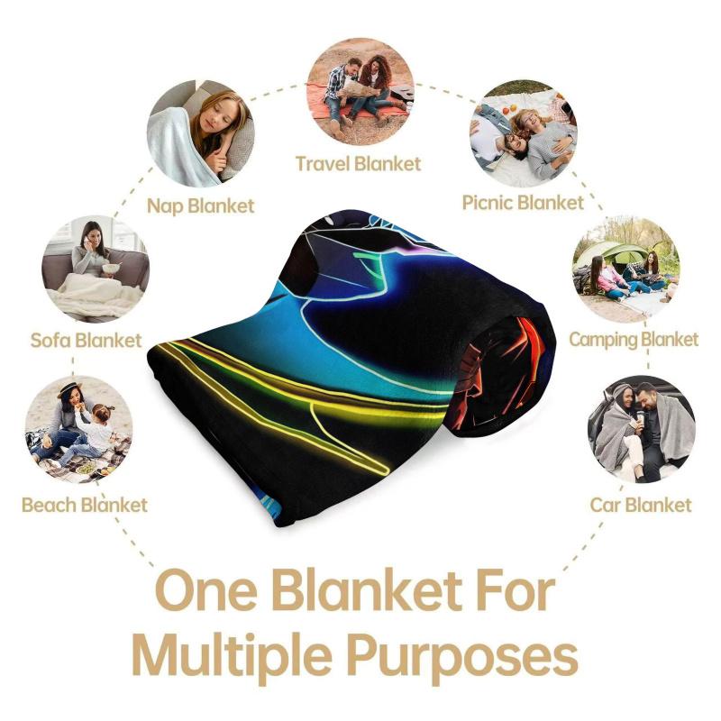 Pokemon Ash Neon Fire Effect Flannel Blanket Hot Anime Soft Warm Plush Throw for Sofa Bed Couch Cover Camping Travel Fans Gift