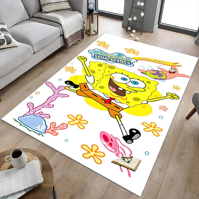 Spongebob'S Underwater Adventure Carpet For Playroom Bedroom Living Room Sofa Home Decorkids Game Area Rug Nonslip Floor Mat