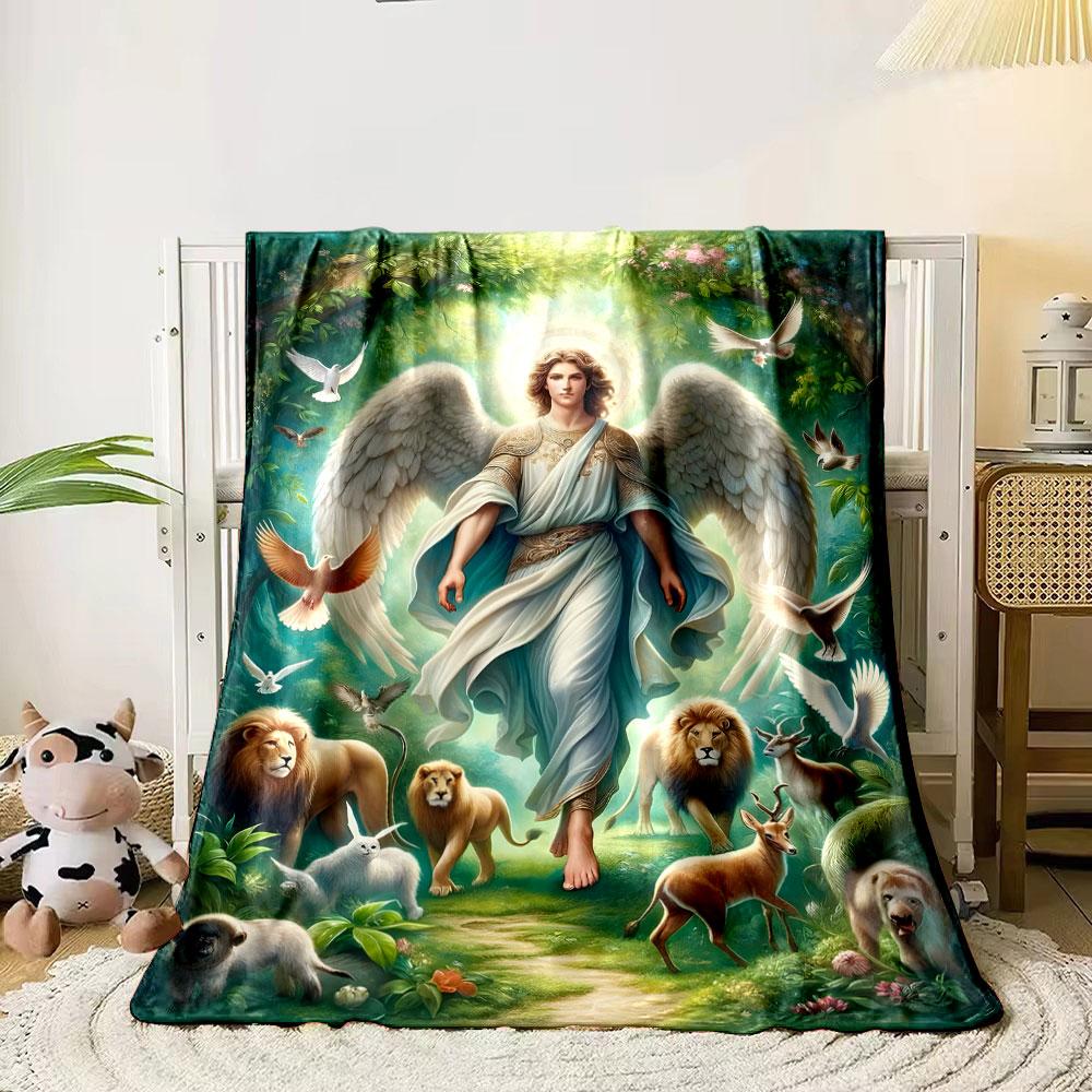 Angel Animals Forest Print Blanket bedroom Blanket for Livingroom Couch lunch break Soft throw for Friend's festival Gift