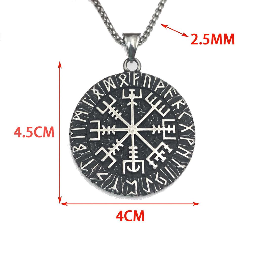 Compass Stainless Steel Pendant, Dark Wind Disc Necklace, Retro Personalized Titanium Steel Accessories