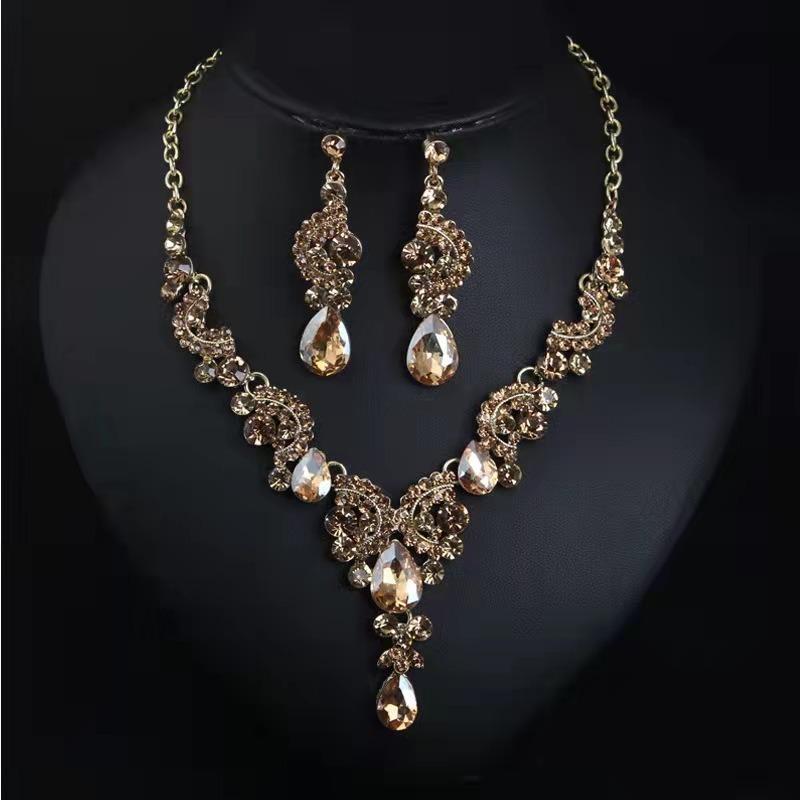 Atmospheric Bridal Necklace Earrings Zircon Wedding Jewelry Set Wedding Dress Evening Dress Accessories Wedding Banquet Jewelry