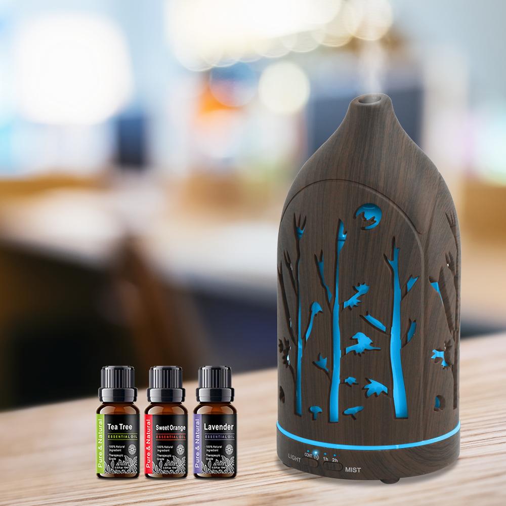 Easy to Use Ultrasonic Diffuser 7 Color Lights, Auto Shut Off, Includes 3 Essential Oils