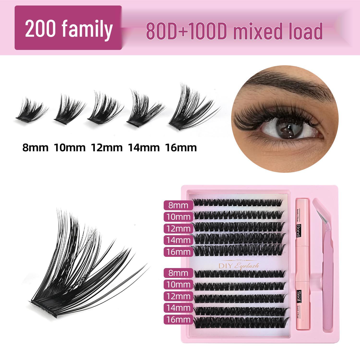 5-in-1 Self-Adhesive Fluffy False Eyelashes Set - Dense, Curled, Large Capacity (80D/100D)