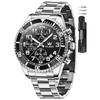Wristwatch Mens Silver Analog Quartz Waterproof OLEVS Date Business Stylish Luxury Watch Chronograph Large Dial Easy-to-read Metal Band Cool Popular