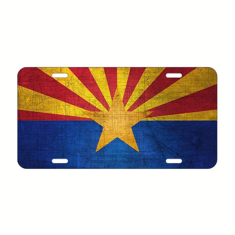 Vintage Arizona State Flag Aluminum License Plate Matte Finish Rustic Wall Art for Home Cafe Garage or Garden Decor () Ve 15x30cm(5.9x7.8inch)