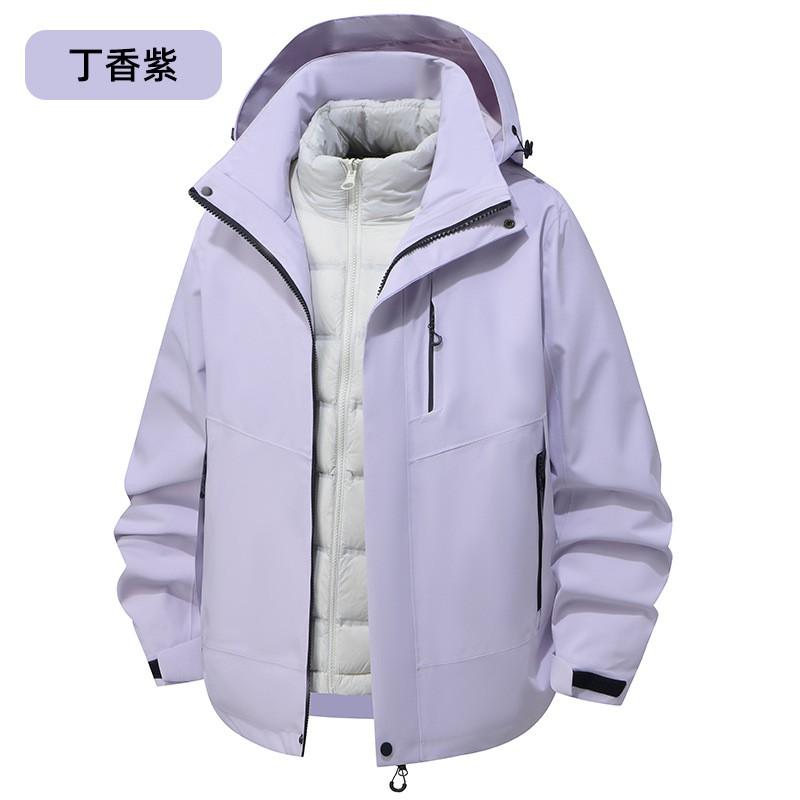 Men Women Winter Waterproof 3-in-1 Detachable Hooded Outdoor Jacket With Down Inner Layer Hiking Skiing Camping
