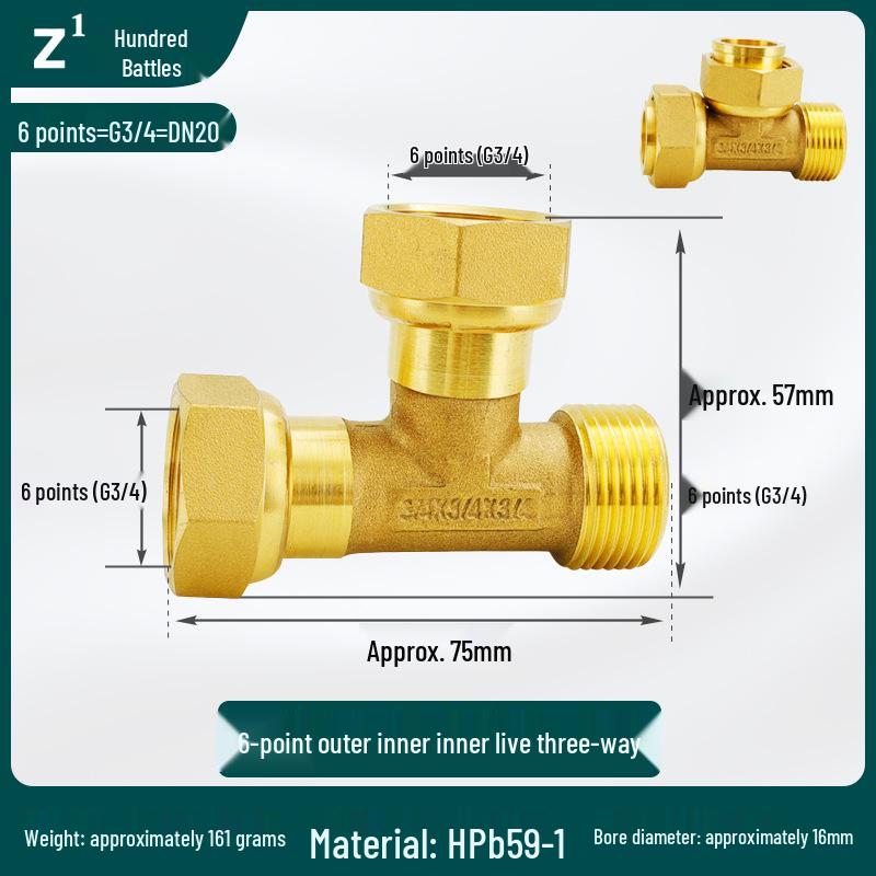 Conector Rápido de Cobre Puro de Gran Caudal Macho/Hembra Tipo Y con Tuerca Móvil Codo Distribuidor de Agua