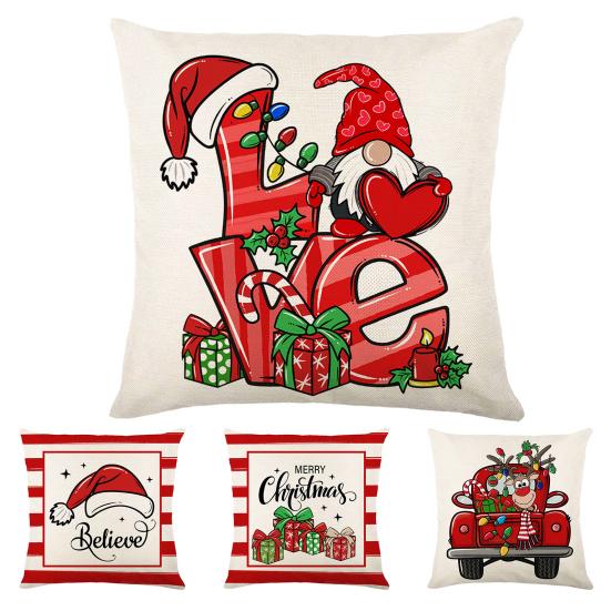 

Useful Pillow Case Comtable Wear-Resistant Single Printed Removable Christmas Party Cushion Case Housewarming Gift
