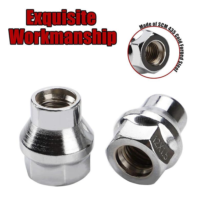 12x1.5 Extended (ET) Lug Nuts,24PCS M12x1.5 Black/Silver Open Ended Lug Nuts for Tacoma 4runner FJ Cruiser Aftermarket Wheels