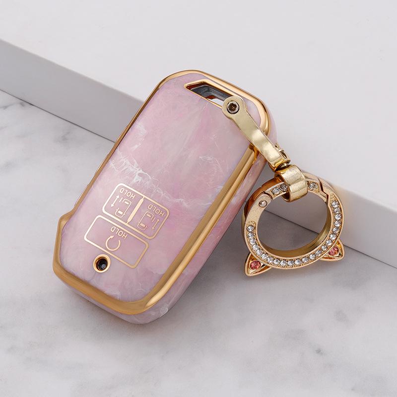 Kia K3 Car Key Case: Compatible with K2, KX3, KX5, Sportage, Soul, and Forte - Gem Pattern Shell with Buckle
