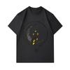 Men's 100% Cotton Crew Neck Short Sleeve T-Shirt, Casual Black Cartoon Umbreon Crescent Moon Print Tees, Comfortable Breathable Summer Daily Tops for
