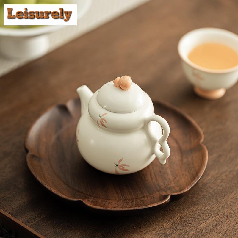 120ml Orchid Wind Chime Gourd Ceramic Teapot Zen Tea Infuser Pot Tea Soaking Kettle With Strainer Kung Fu Tea Ceremony Ornaments