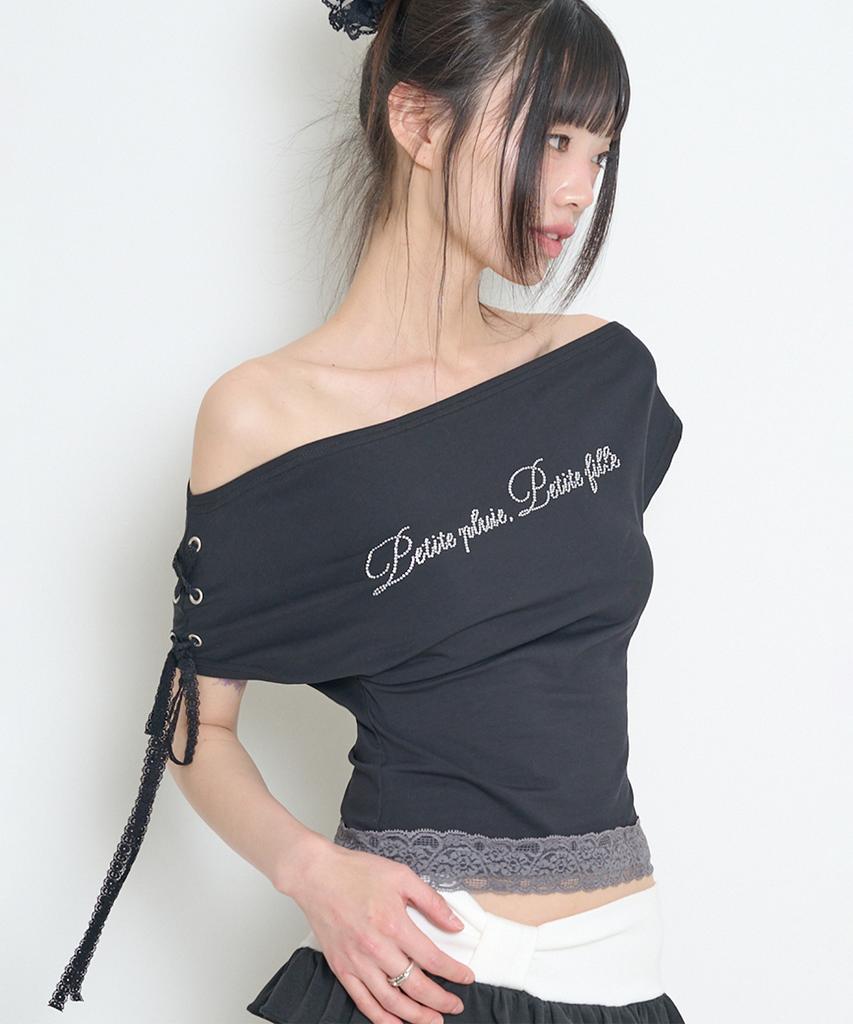 ILLIGO Lace-Trimmed T-Shirt Black