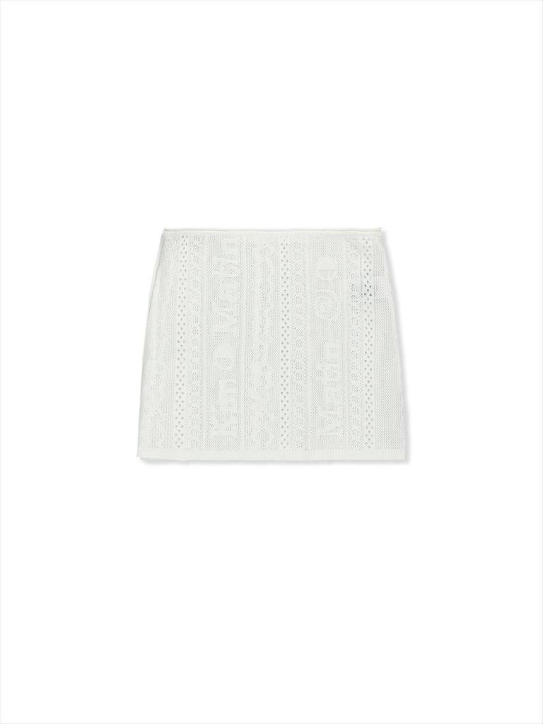[Matinkim] Mesh Logo Wrap Mini Skirt in White