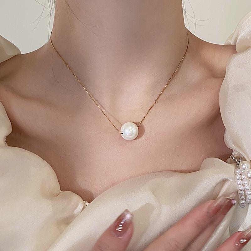 Simple Fashion Pearl Pendant Necklace Elegant Minimalist Pearl Jewelry for Women Girl Gift Accessories