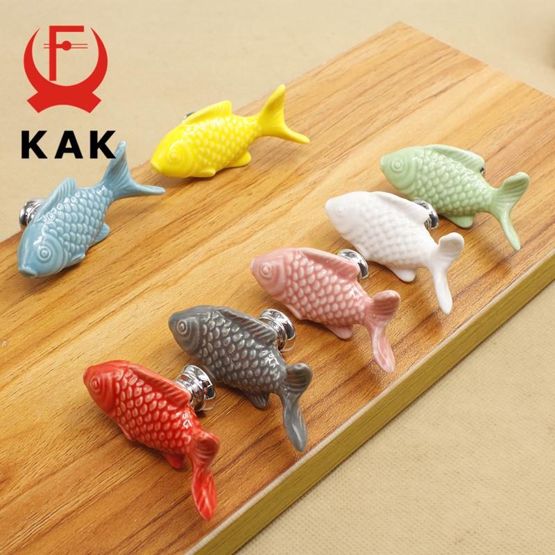 KAK Kinder Schubladengriffe Fischform Keramikgriffe für Kinderzimmer Küchenschrankgriffe Schrankknöpfe Möbelbeschläge