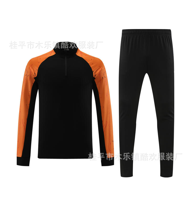 Student Team Half Zipper Long Sleeve Suit Football Training Suit Club Quick Drying Football Jersey Breathable