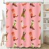 Western Style Shower Curtain Pink Color Boot Print Pattern Waterproof Washable Bathroom Decorative Curtains For Home Decoration