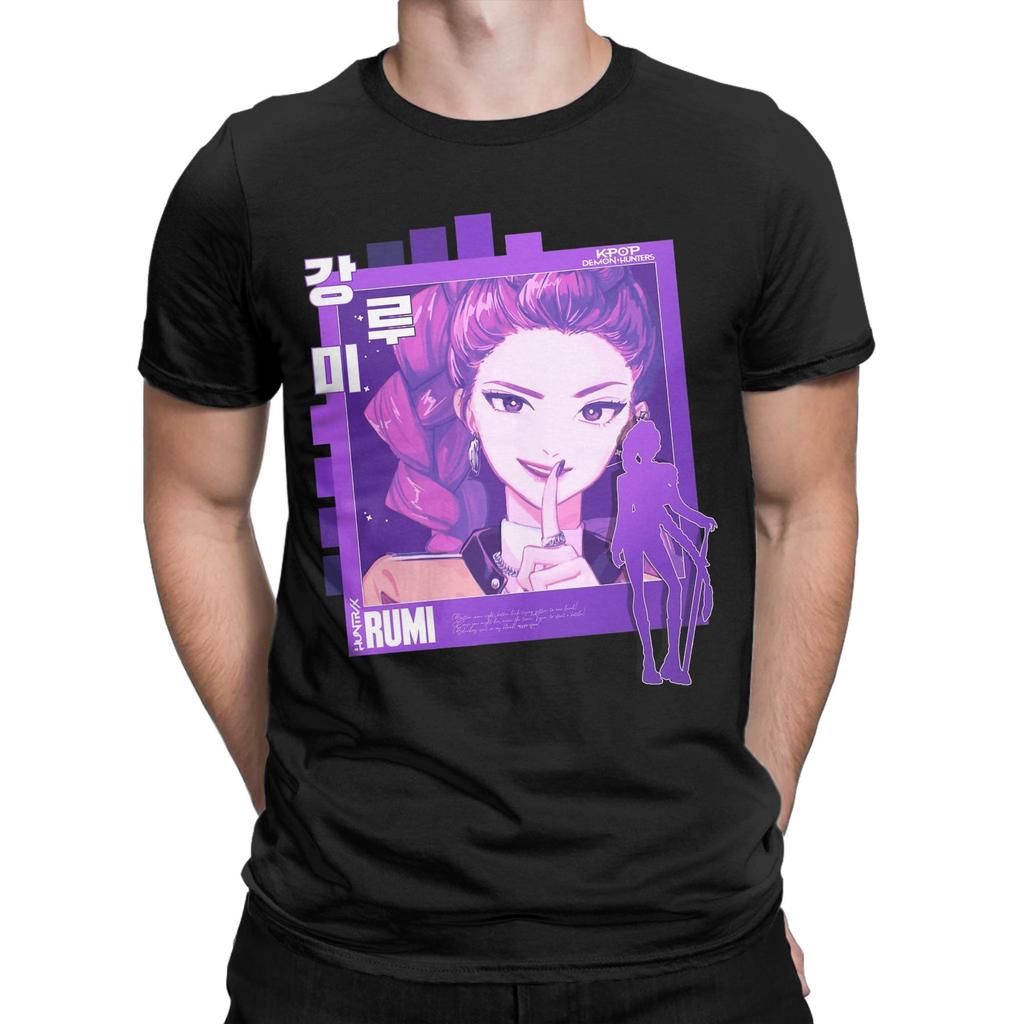 Rumi Graphic Photocard Kpop Demon Hunters T Shirt Men's Cotton Casual T-Shirts Round Collar Tee Shirt Short Sleeve Tops Gift
