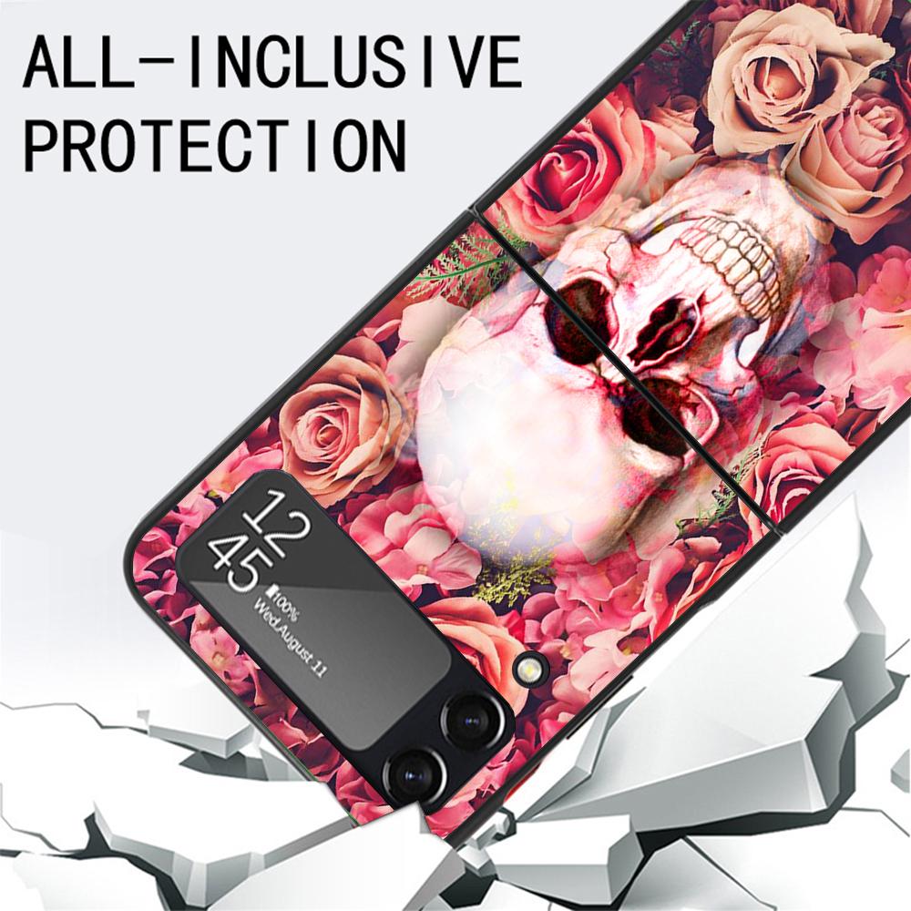 Floral Sugar Skull Flower Phone Case for Samsung Galaxy Z Flip7 Flip6 5G Flip4 Flip5 Flip3 Cover Z Flip 7 6 5 4 3 PC Shell Coque