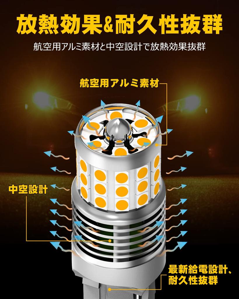 Auxito T20 Single LED Turn Signal Valve, Amber, Built-in Canceller, 7440, High Fla Prevention,