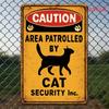 Vintage Caution Security Sign  Retro Cat Patrol Area Warning Decoration with Black  Yellow Cat Silhouette  HeavyDuty Metal S