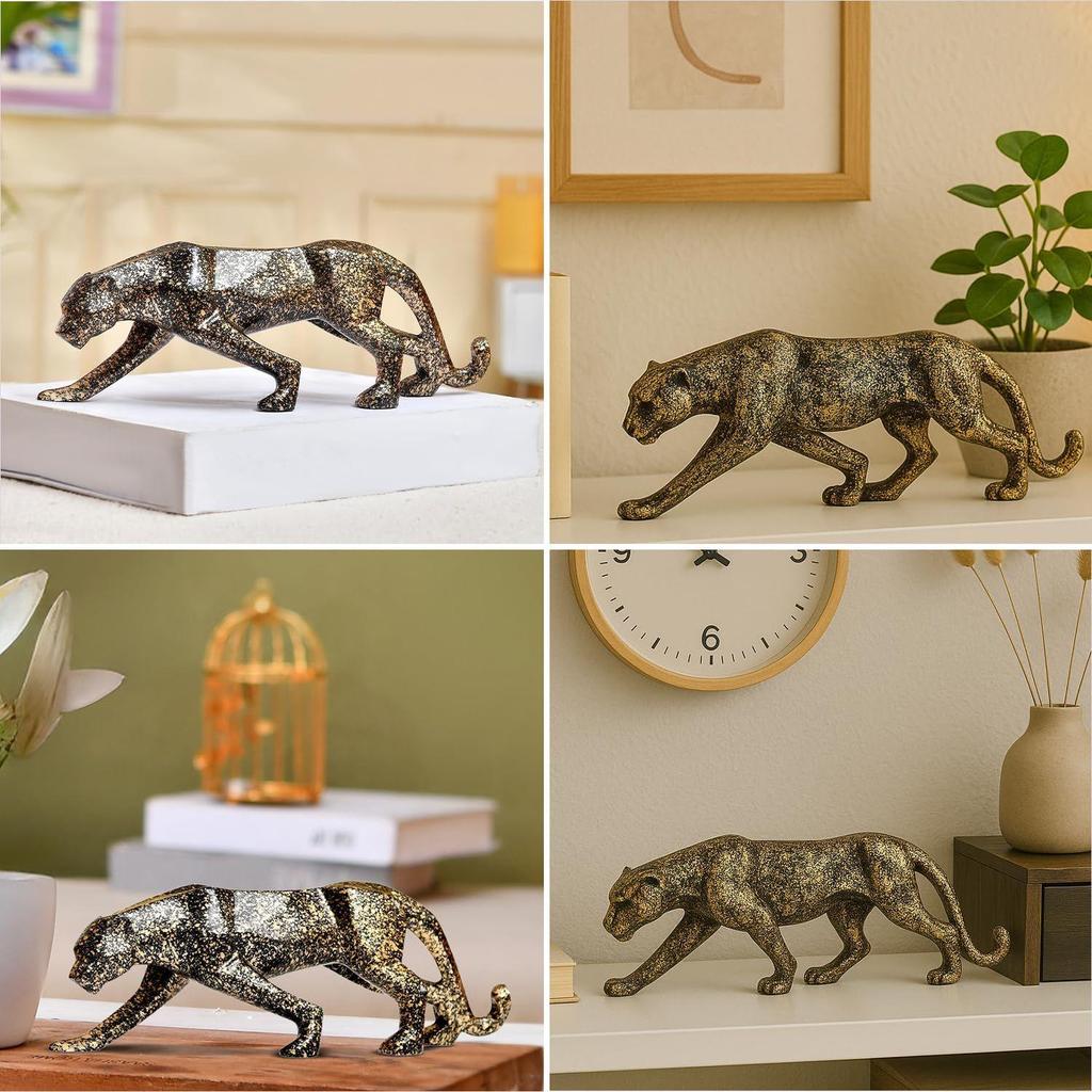 Auffällige Gepunktete Panther-Skulptur | Eine Wilde Mischung aus Stil & Kunstfertigkeit | Werten Sie Ihren Raum mit Moderner Eleganz auf – 1er-Pack,