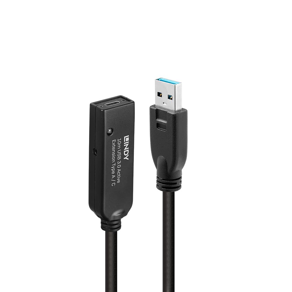 LINDY 10m USB 3.2 Gen 1 Type-A to Type-C Male/Female Active Extension Cable (Part Number: 43376)